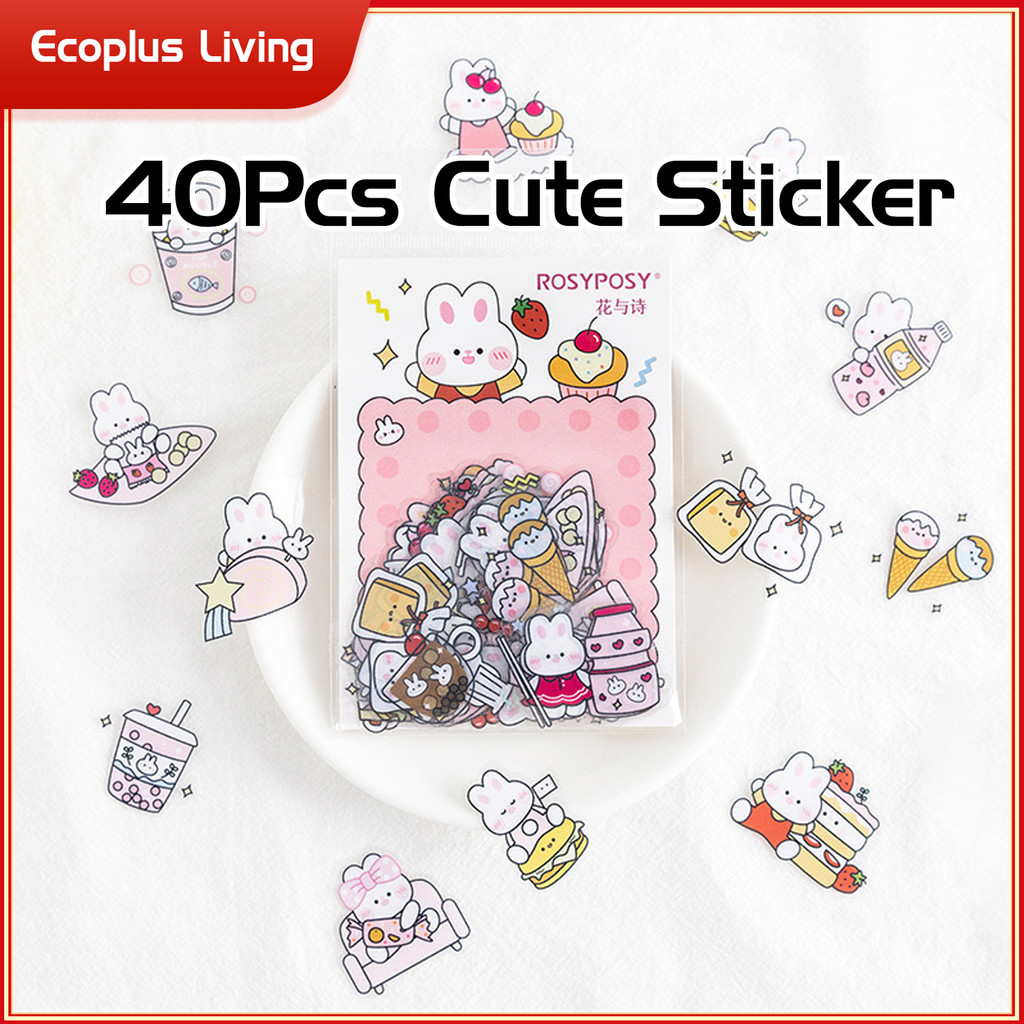 

40Pcs Sticker Cute Motif Girls Rabbit Lucu DIY Thumbler Dekorasi Botol Minum