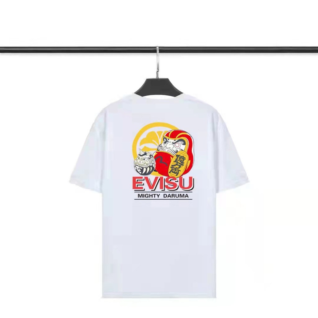Kaos Distro EVISU  Pria Wanita d Baju Boxy Fit T Shirt - Official Merchandise