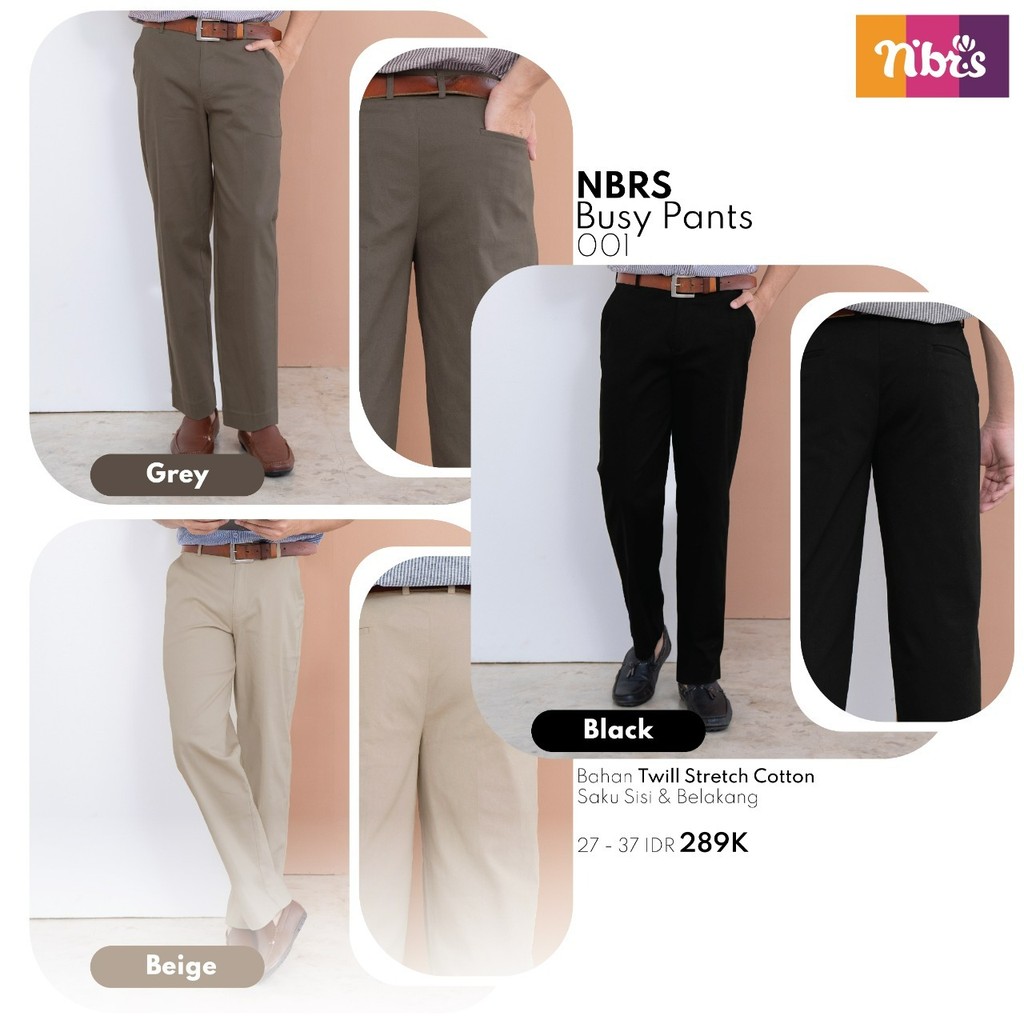 Celana Pria Dewasa Nbrs Busy Pants bahan twill stretch cotton  001