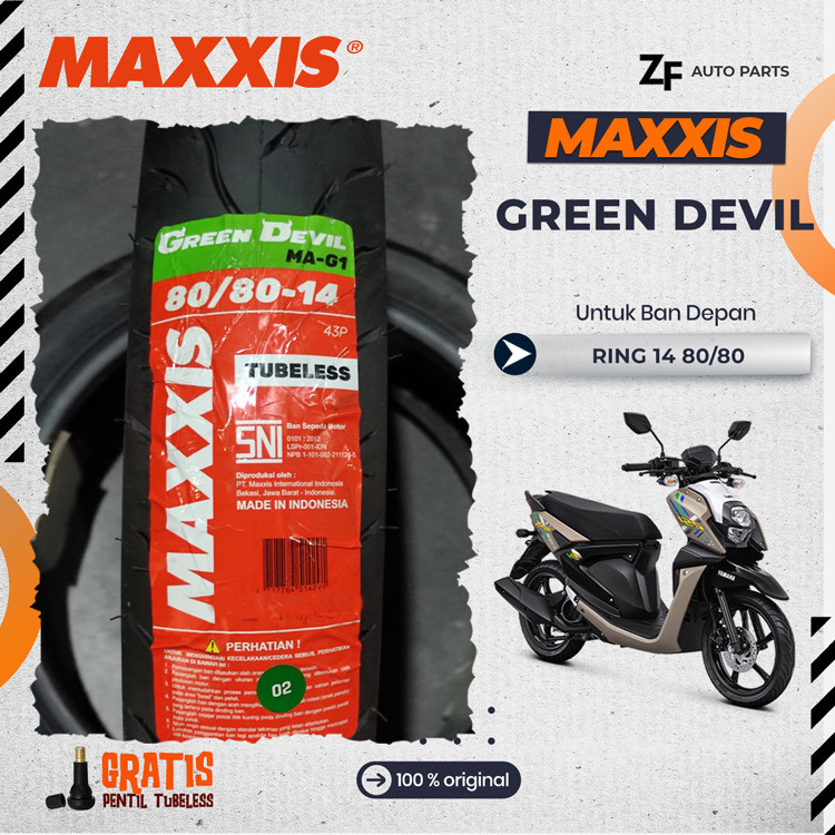 SEPASANG / SATUAN BAN MOTOR MATIC MAXXIS GREEN DEVIL SEPASANG RING 14 TUBELESS VARIO BEAT MIO