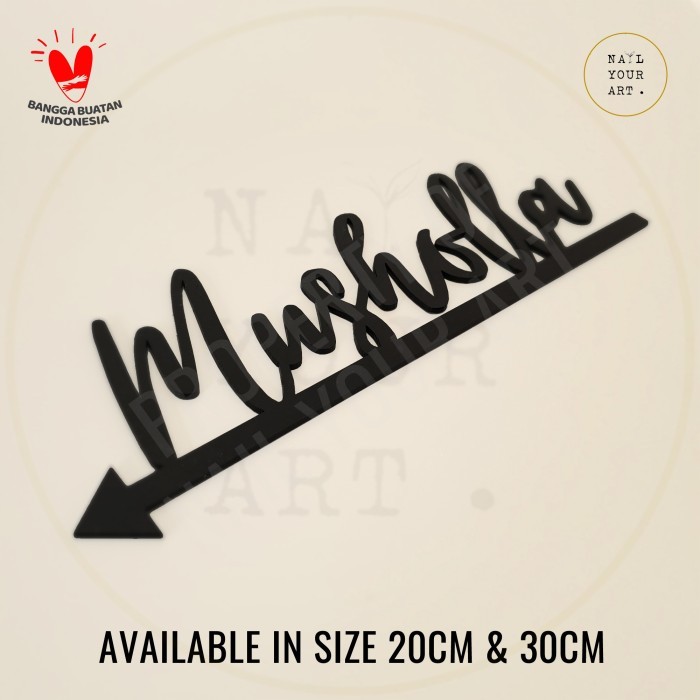 

RZ99 PETUNJUK ARAH MUSHOLLA - NYA M07 - Sign Akrilik Laser Cutting - KIRI, 21x7.5cm