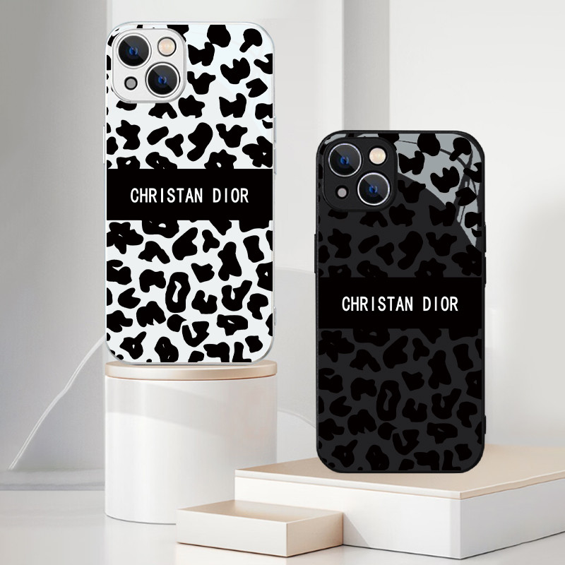 NEW!!!Premium Glass Case Hp iPhone 16 pro max Cetakan leopard maju Dior cocok untuk iPhone 11 Pro Ma