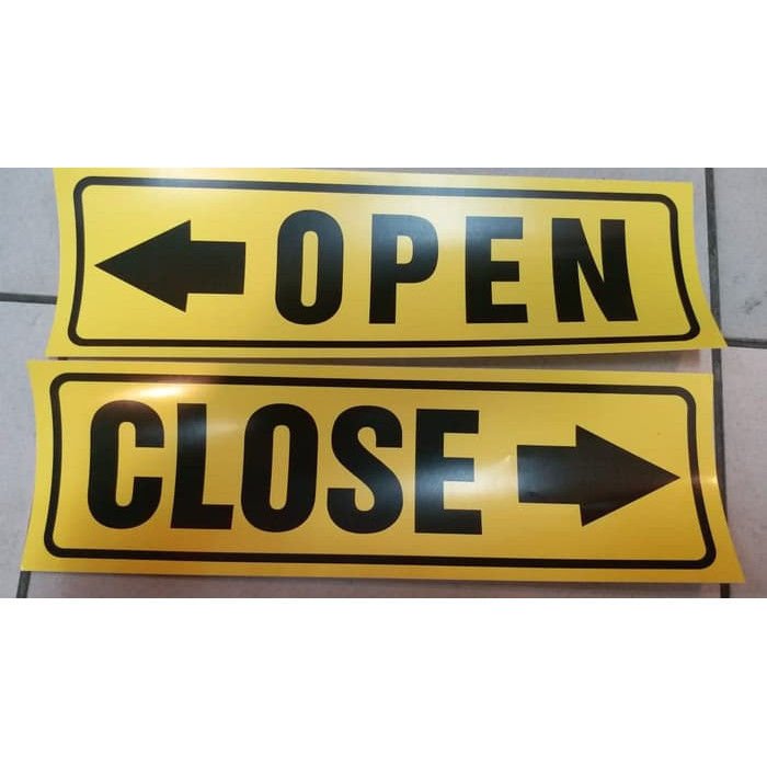 

JUAL SIGN LABEL STICKER OPEN / CLOSE PANAH UK 30X10CM