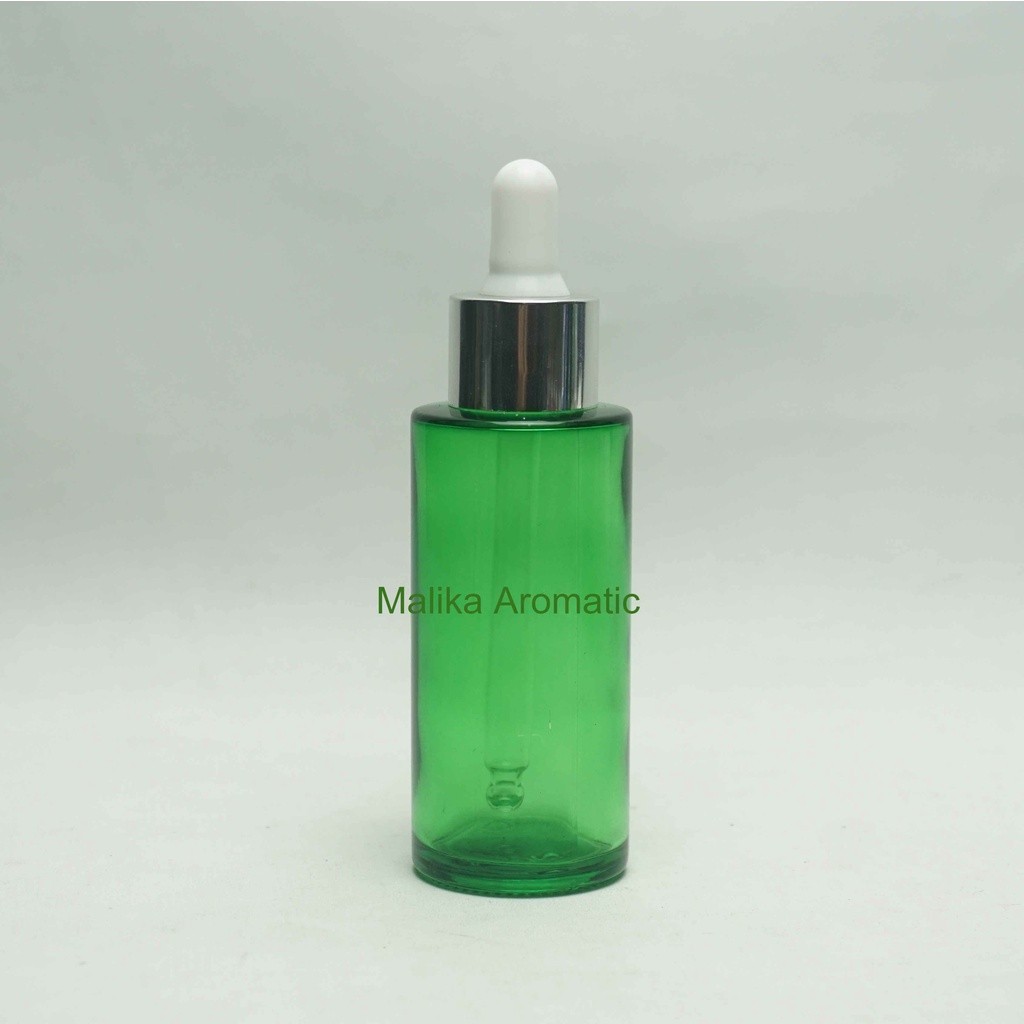 Serum 50 ml RF Hijau Original Pipet Silver Chrome / Botol Pipet Karet / Botol Serum / Botol Kaca Kos