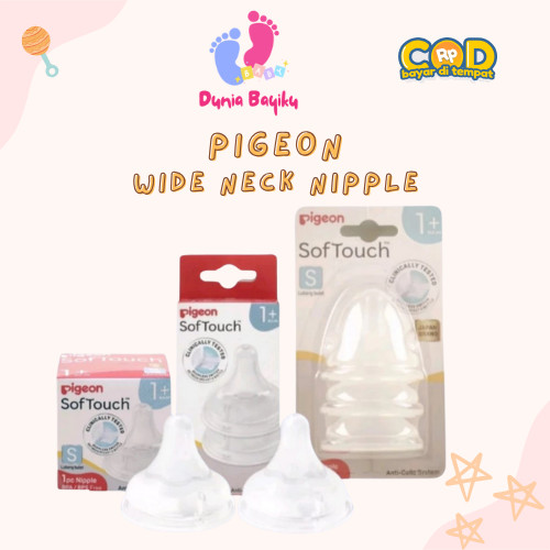 Pigeon WIDE NECK Nipple S/M/L/LL/LLL Soft Touch Peristaltic Plus Dot Bayi Pigeon