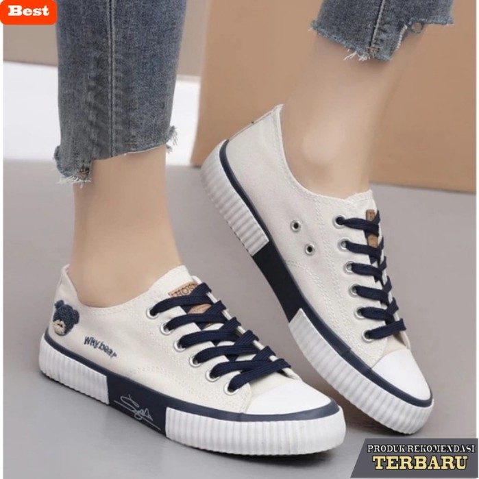 sepatu sneakers wanita lokal terbaik Sepatu sneakers wanita dewasa non import motif beruang terbaru 