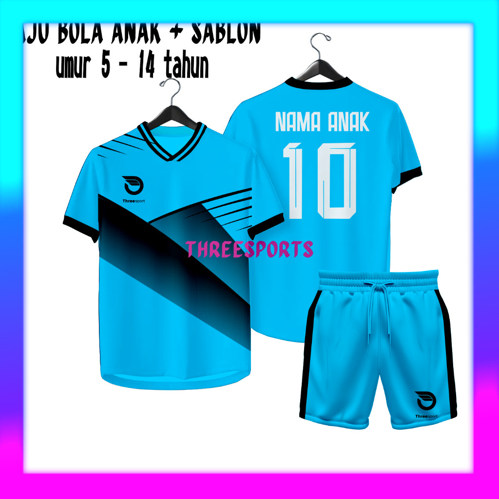 Baju Jersey bola futsal voli badminton GRATIS SABLON nama + nomor Jersi Anak Custom Nama sendiri Bol