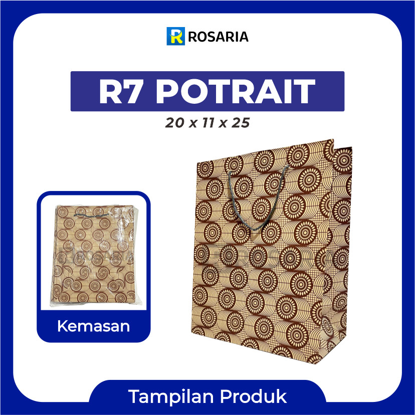 

TAS KERTAS R7 POTRAIT MOTIF 20x11x25 Merk AREMA PaperBag Souvenir Hajatan Kado Hampers Lusinan