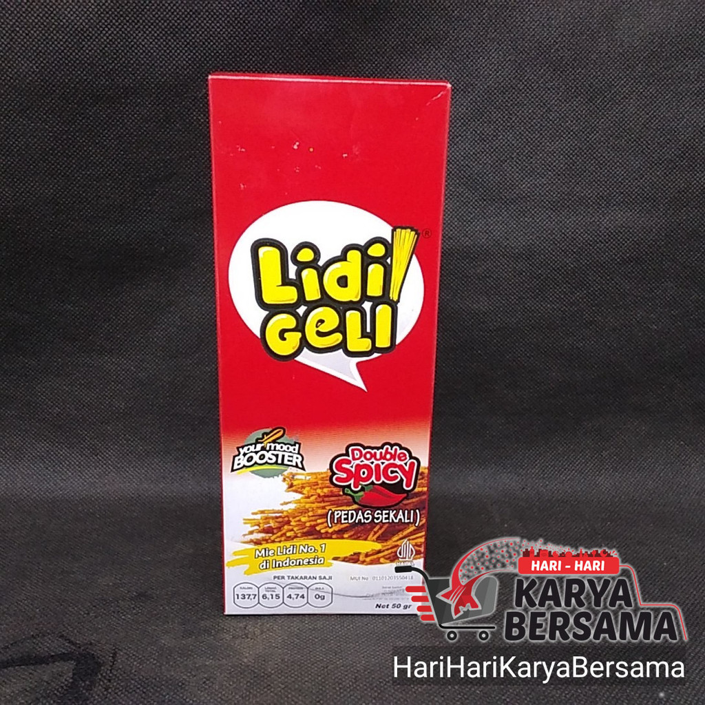 

MAKANAN RINGAN SNACK LIDI GELI MIE LIDI DOUBLE SPICY 50GR