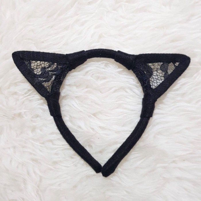 Bando Kucing Lace Halloween - Hitam