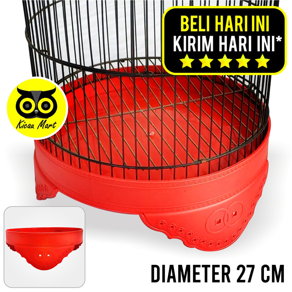 KICAU MART Tebok Sangkar Kandang Burung Pleci Motif Koin Plastik Tebal Tebok Sangkar Bulat Oval Kaps
