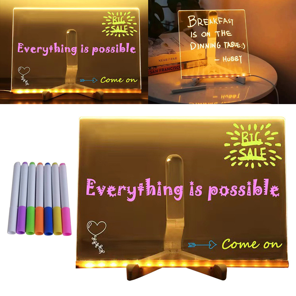 

Acrylic Dry Erase Board With 7 Colorful Pens Light Up Dry Erase Board with Light Acrylic Drawing Board for Office School Home