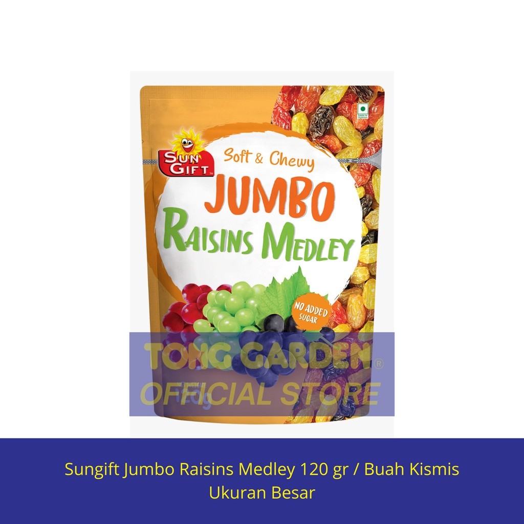 

Buah Kismis Jumbo Sun Gift Tong Garden - Jumbo Raisins Medley 120 g