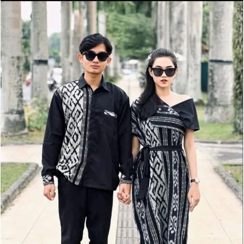 Couple Tenun Aurora Toraja Hitam - Couole Tenun Dress  Kondangan Preweding - couple tenun - couple k