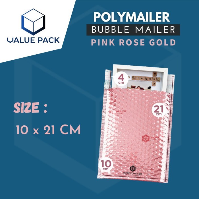 AMPLOP BUBBLE MURAH|BUBBLE MAILER|BUBBLE PACKING PINK ROSE GOLD 10x21