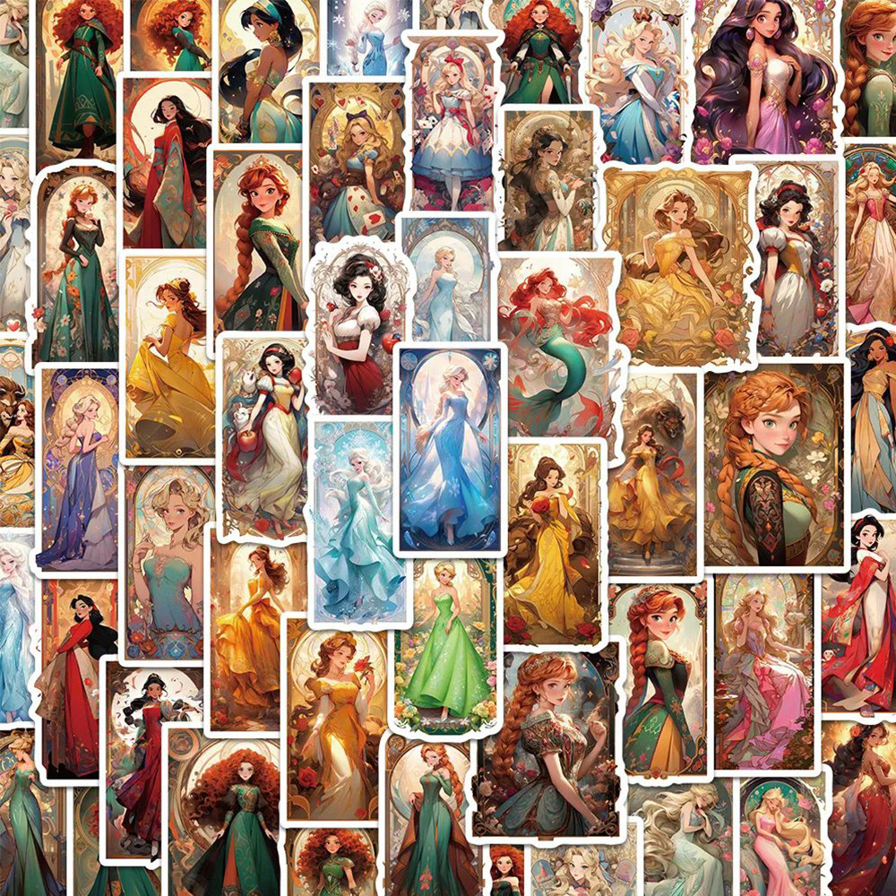 

10/30/50PCS Disney Princess Cartoon Stickers Aesthetic DIY Phone Laptop Luggage Skateboard Waterproof Graffiti Decals Kids Gifts