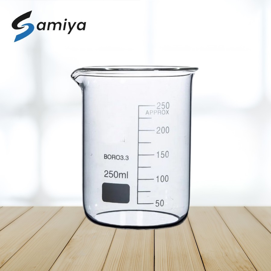 gelas ukur takar kaca borosilicate 250ml / beaker lab glass measuring