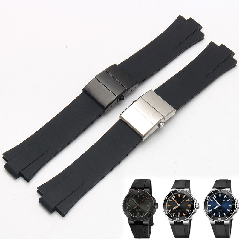 Convex interface 24*11 silicone rubber strap for ORIS AQUIS Bracelet diving watch strap Waterproof W