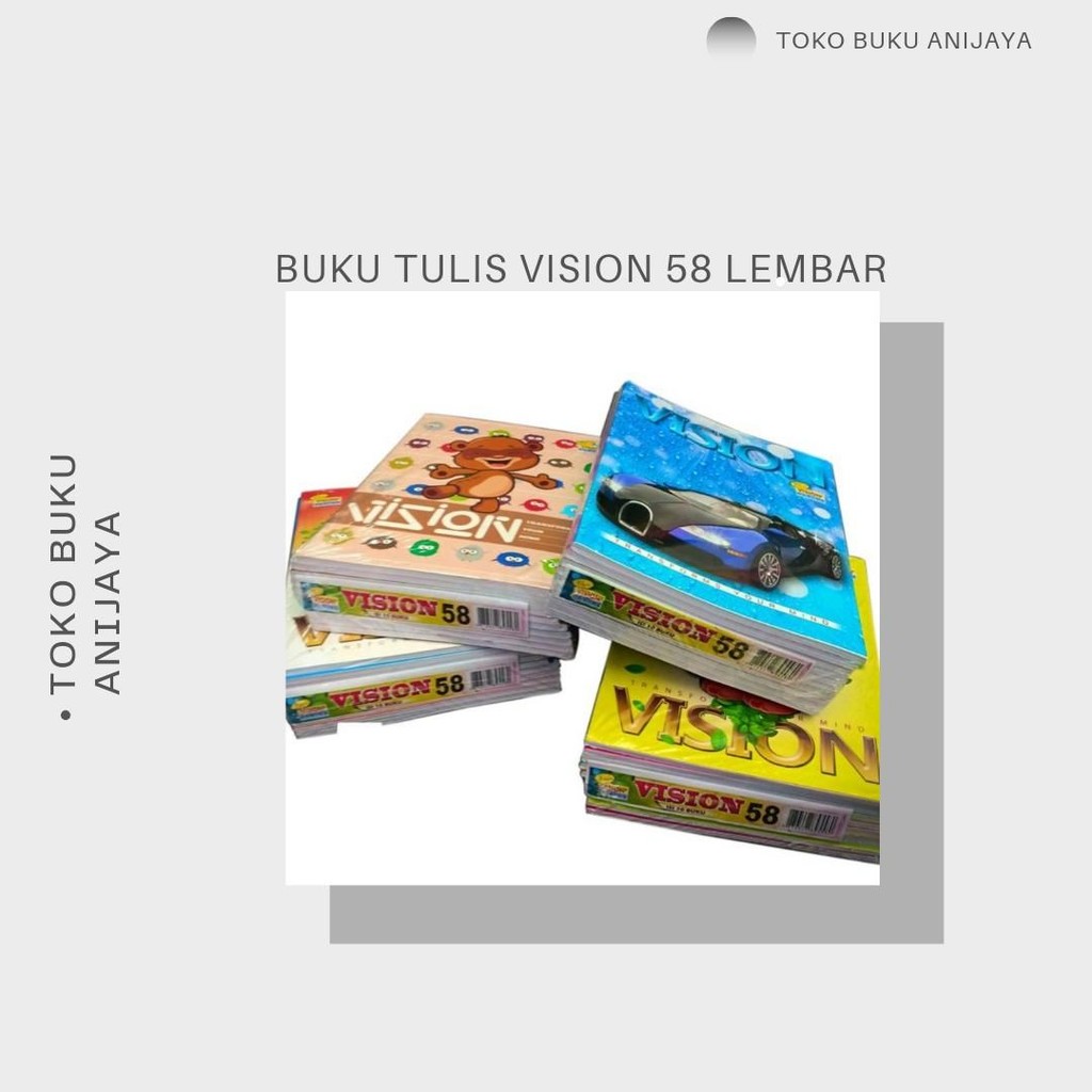

BUKU TULIS VISION 1PACK 10 BUAH 58 LEMBAR Kertas Paper Stationery