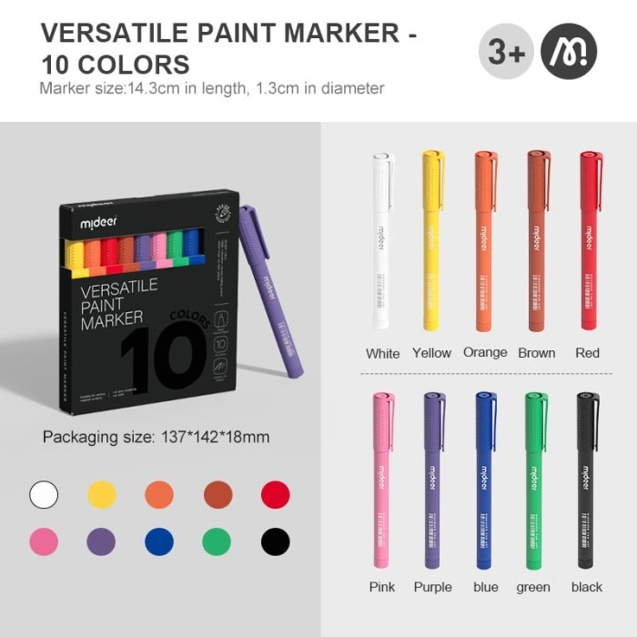 

[New Arrival] Mideer Versatile Paint Marker - Color Magic 10/16 - 10 Pcs