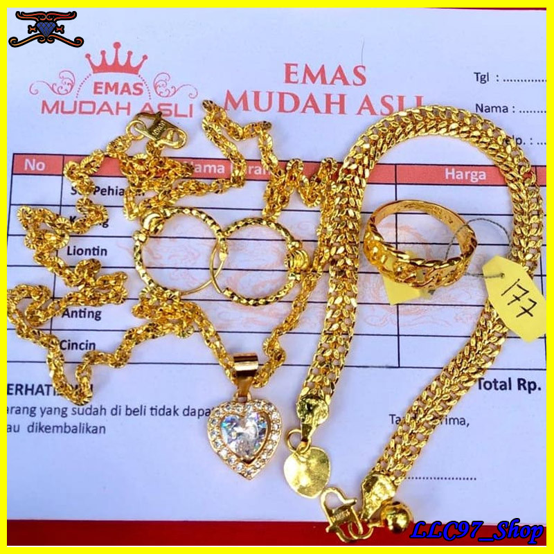 Terlaris Promo.....set perhiasan emas gold 24k lapis emas mudah kadar 17,7 dapat nota toko