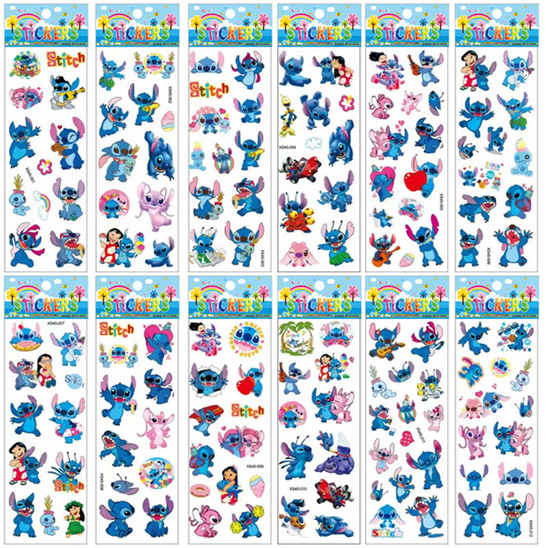 

12pcs Disney Cartoon Stitch Bubble Sticker Kawaii Anime Three Dimensional 3d Puffy Bulk Stickers Kids Girl DIY Toy Sticker Gift