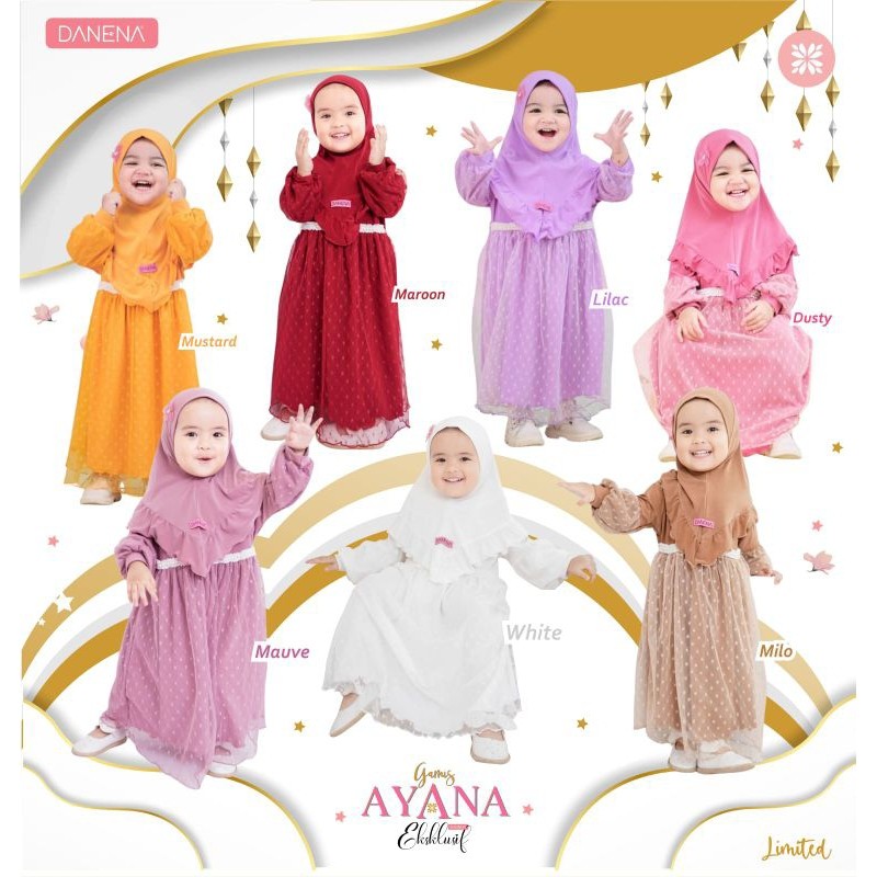 Gamis Anak Eksklusif Renda Mutiara dan Tile Gamis AYANA Gamis Lebaran Gamis Spesial Jersey Import