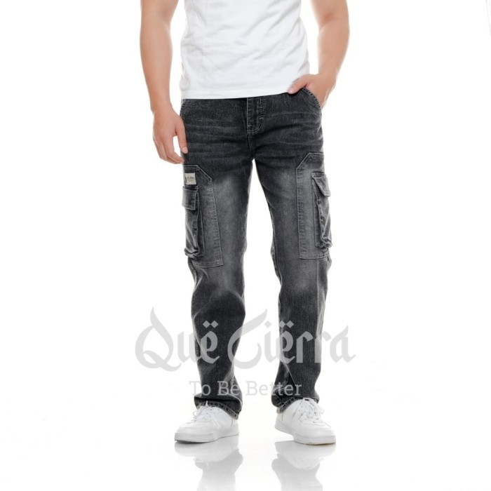 Jeans Cargo Premium Loose Fit QC-P01 | Jeans Cargo Jumbo Pria