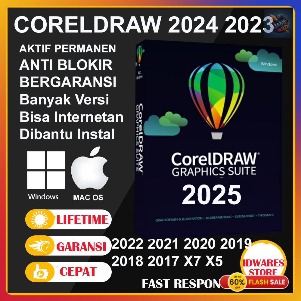 CorelDraw 2024 2023 2022 2021 2020 2017 X7 Win & CorelDraw Mac GARANSI PERMANEN ANTI BLOKIR Bisa dip