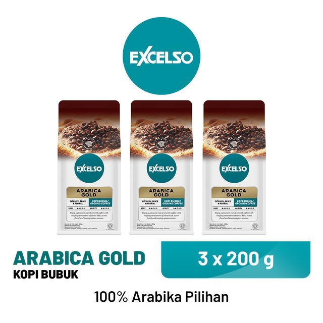 

[[Best Seller]] EXCELSO Arabica Gold - Bubuk Kopi 3 x 200 gr