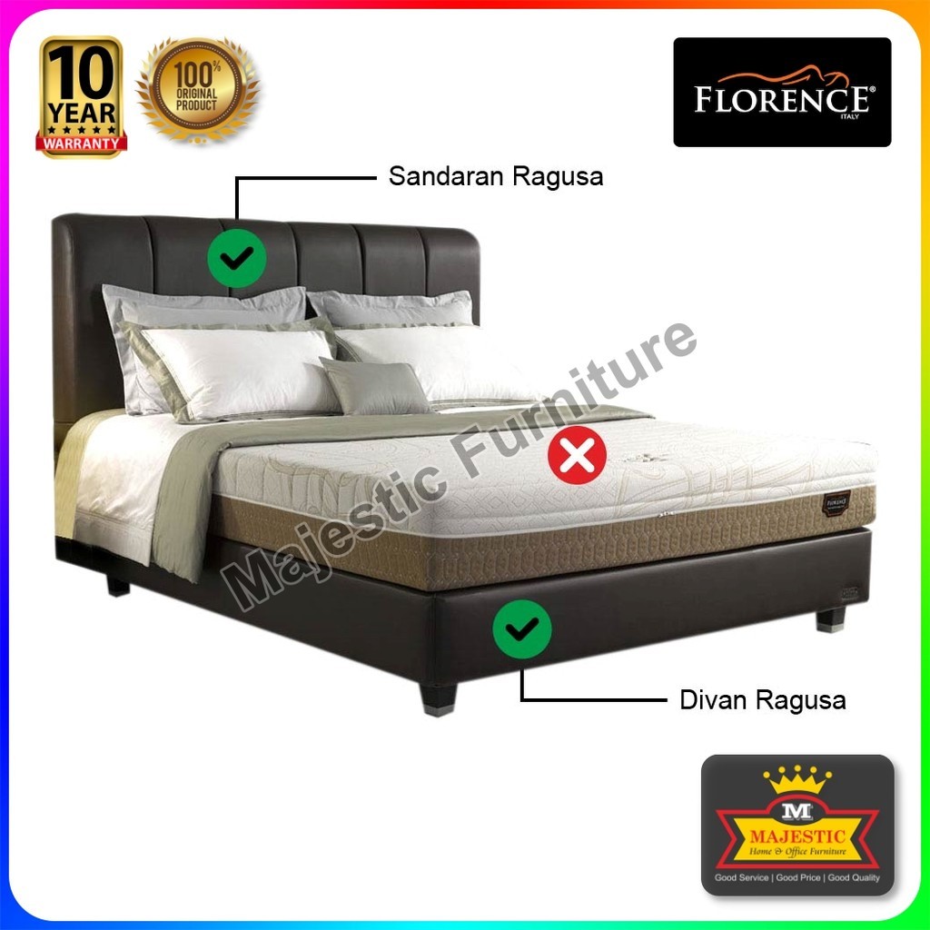 Divan Sandaran Florence Ragusa - 100/120/160/180/200 - Jogja (Tinggi Sandaran 122 cm, Tinggi Divan 2