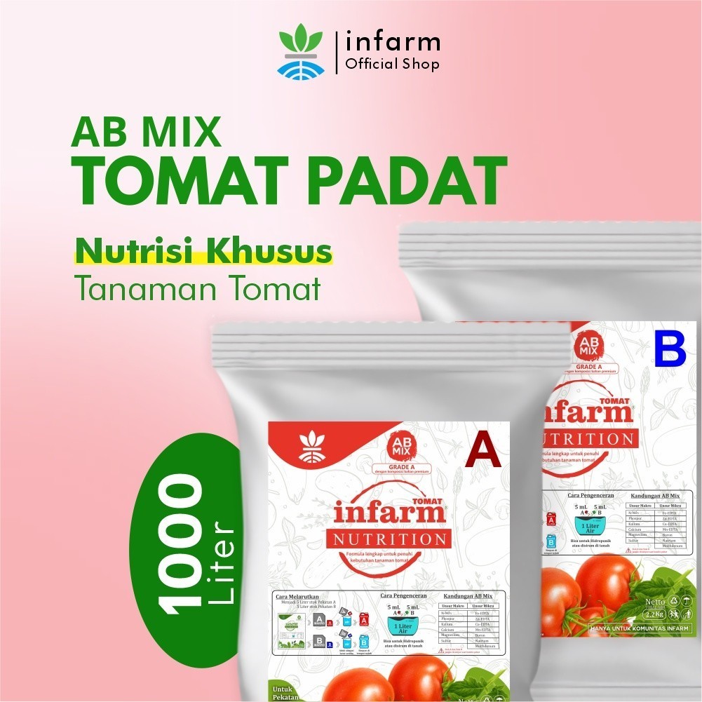 INFARM - Nutrisi Tanaman AB Mix Tomat 1000 Liter Pupuk untuk hidroponik dan Tanah  Infarm AB Mix Bub