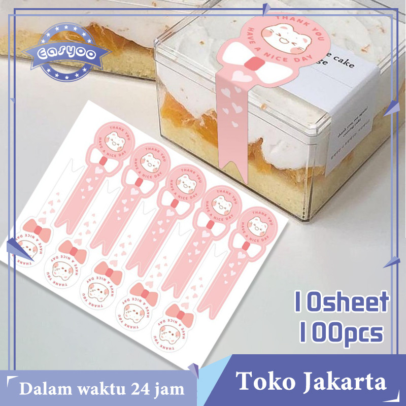 

100pcs stiker lucu stiker thank you stiker box stiker cantik sticker segel selamat menikmati