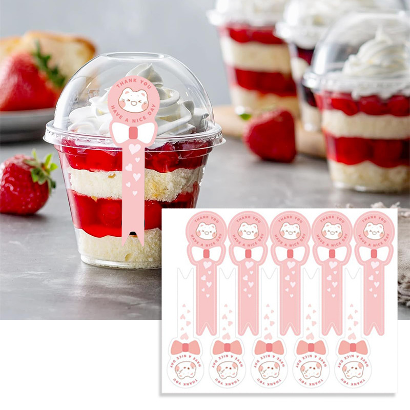 100Pcs Sticker Segel Makanan Panjang Cutting Stiker Kemasan Sticker Label Kemasan Sticker Kue Basah