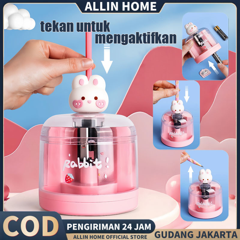 

【ALLINHOME】Rautan Pensil Listrik Kartun Siswa / Rautan Pensil Listrik Putar