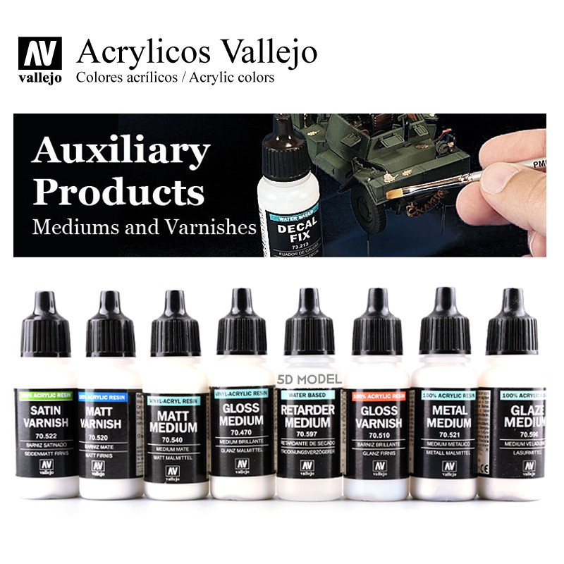 

Spanish AV vallejo model water-based acrylic medium and varnish series matte/metal/radar 17ml acrylic pigment