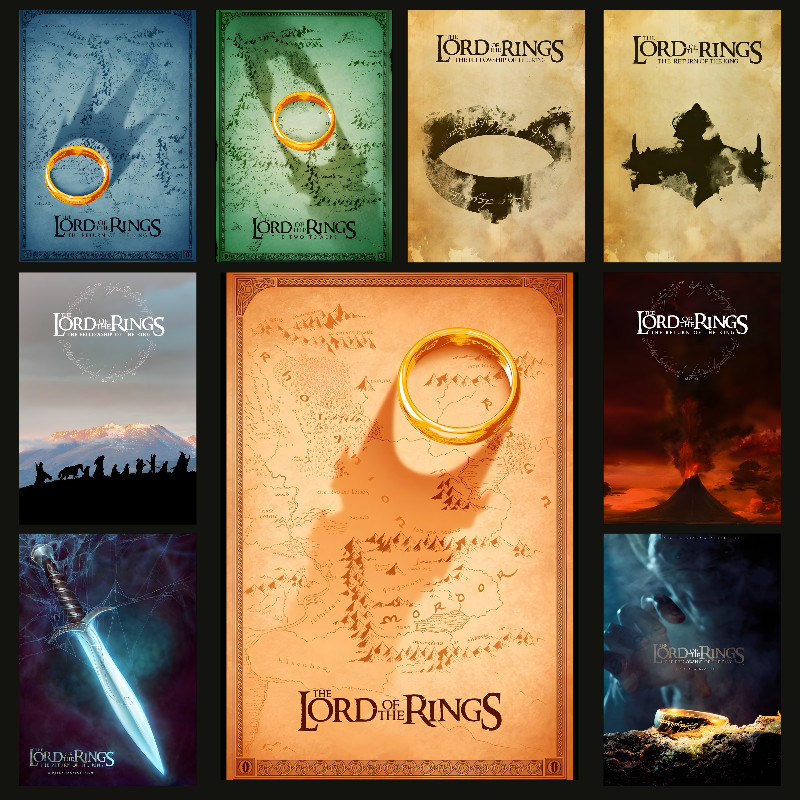 Lord Movie R-Rings Poster Self-adhesive Art Waterproof Paper Sticker Coffee House Bar Room Wall Deco