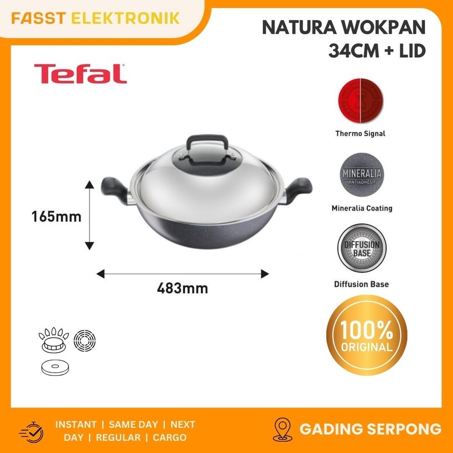 TEFAL Natura Wokpan 34cm + Lid