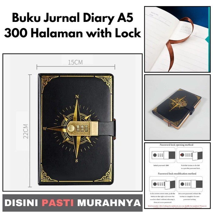 

EAQP Buku Jurnal Leather Notebook Diary 300 Halaman with Lock JJUE0W