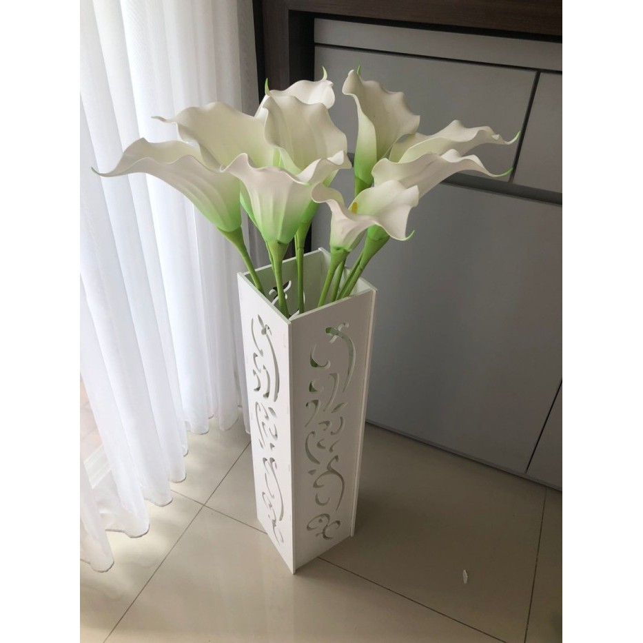 NORDIC Vas Bunga Lantai Tinggi Pot Kembang Guci Daun Kering Vase Kayu - 1