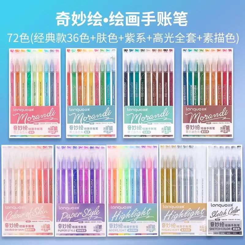 

198/6 Colors Morandi Colorful Gel Pen Student Note Marker Notebook Painting Graffiti Color Pen Stationery Office School Supplies