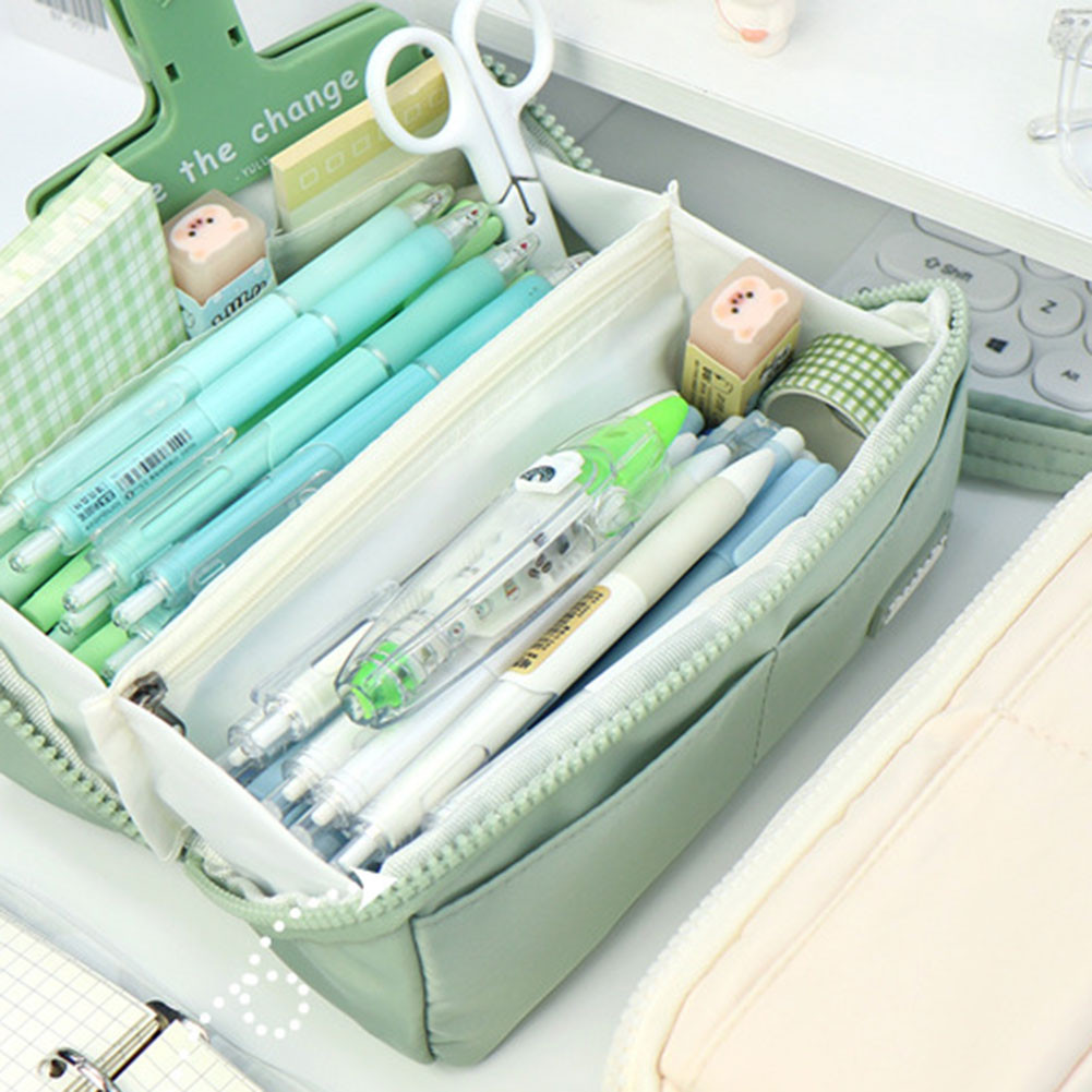 

School Supplies Pencil Bag Portable Simple Aesthetic Pencil Organiser Back To School Present Simple Style Zipper Cute Stationery