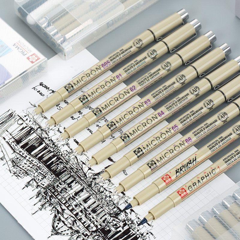 

Sakura Pigma Micron Pen Set of 11 Black Fineliner Markers for Sketching Manga Comic Drawing Art Design Waterproof Pigment Ink