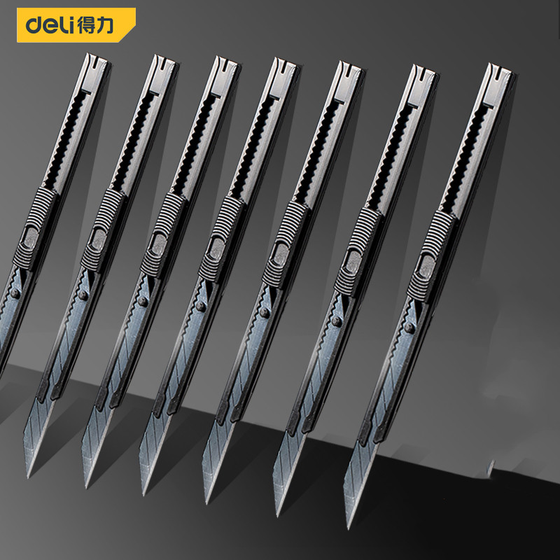 

Deli Utility Knife SK5 Carbon Steel Retractable Box Cutter 30° Small Craft Cutting Tools Work sharp Art Supplies Office Gadgets