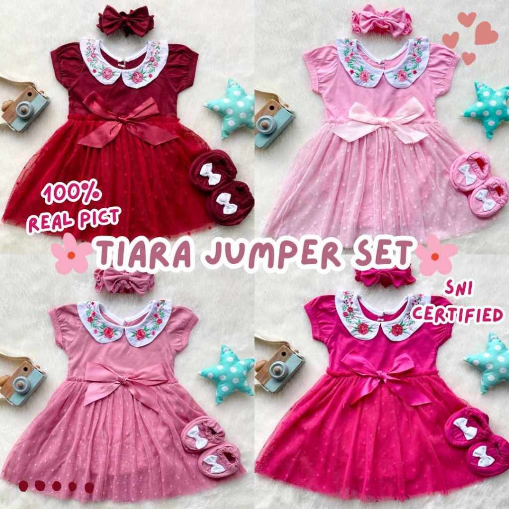 FAGRES_SHOP TIARA BABY tutu jumper set jumper bayi jumper anak jumper bayi fashion Free sepatu bando