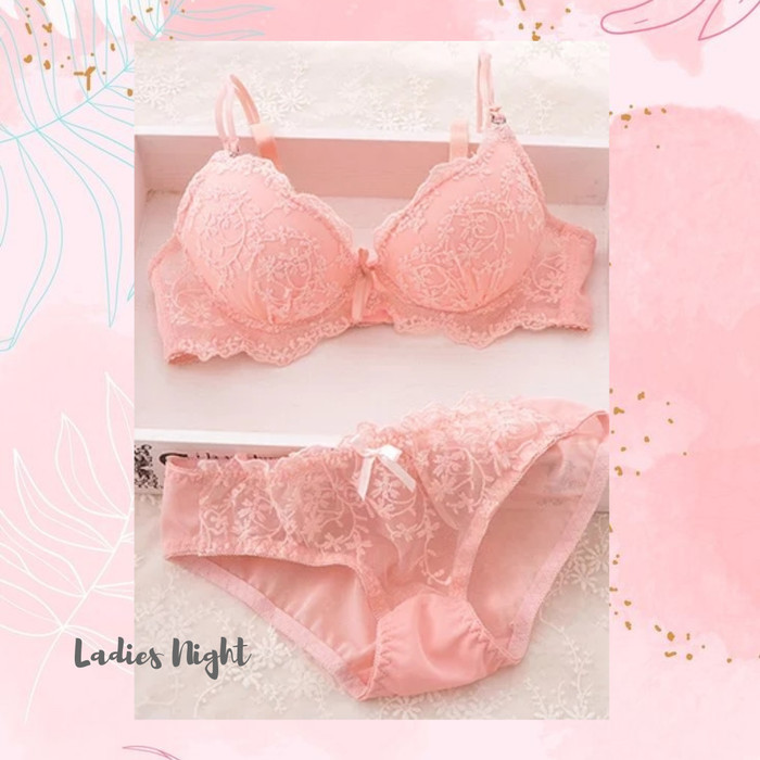 Patricia Underwear Set Lingerie - Bra + Panty -Bra + Celana Dalam - Peach