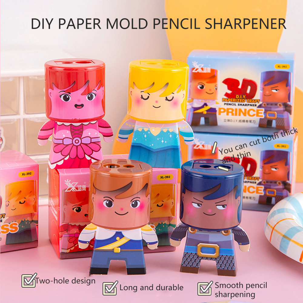 

2PC DIY Paper Film Pencil Sharpener Creative Hand-Assembled Double Hole Sharpener for KidsCraft Supplies ﻿