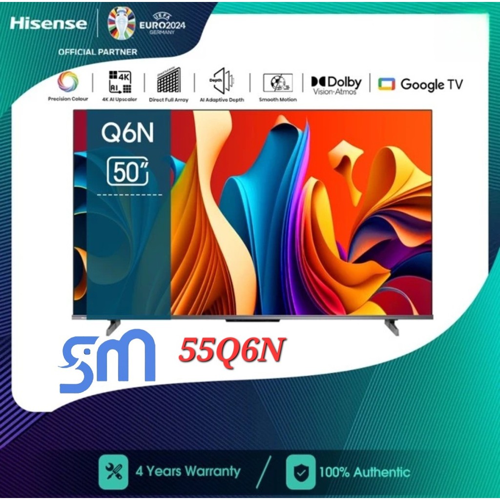 LED TV Hisense 55 inch 55Q6N QLED 4K UHD Google Smart TV