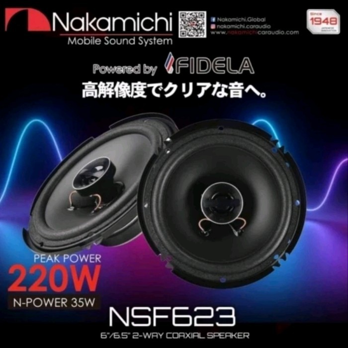 Speaker Pintu Mobil Coaxial 2 Way Nakamichi NSF-623 6,5 Inch Tweeter