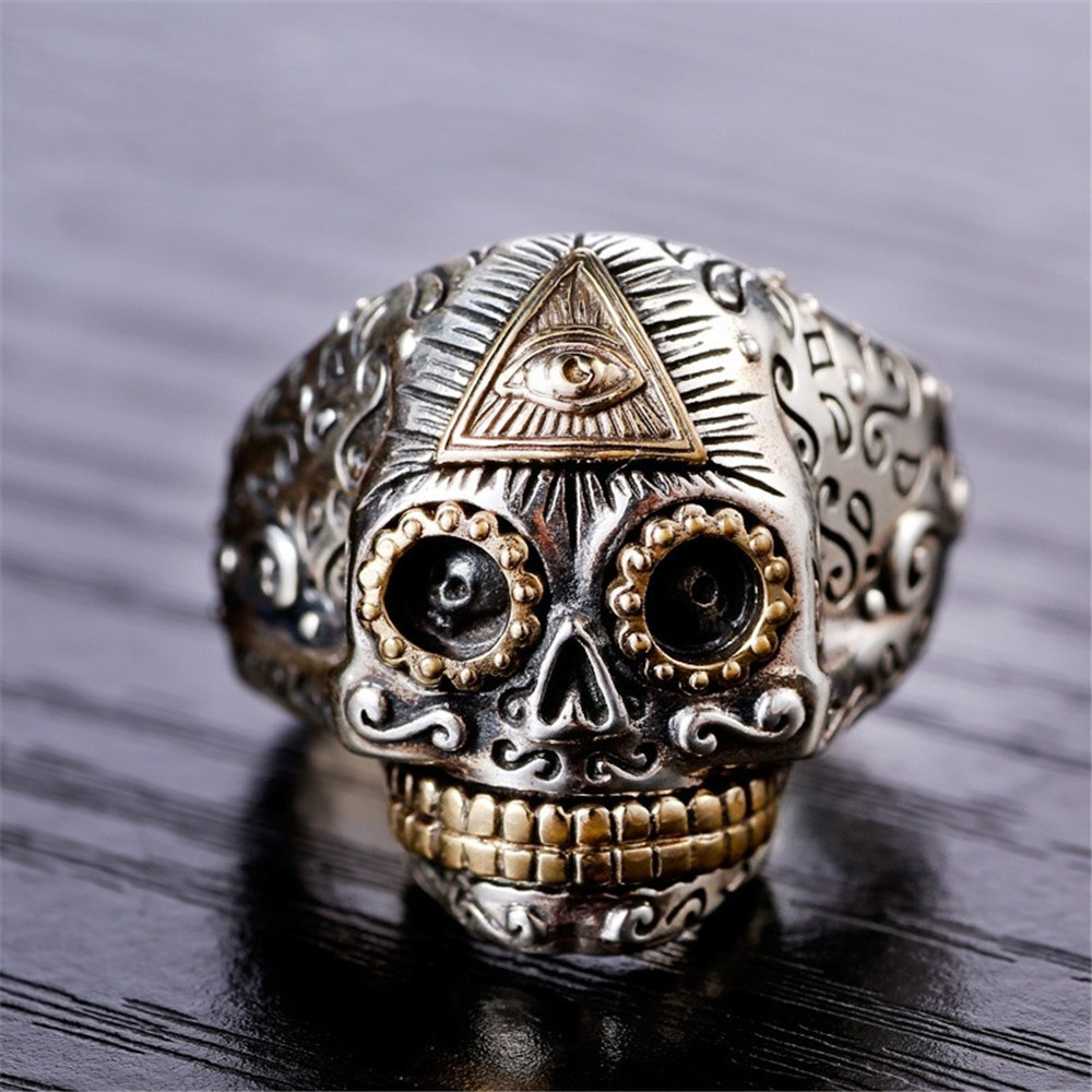 Cincin pria tengkorak, cincin punk penatua dua nada.
